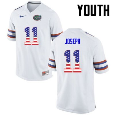 Youth Florida Gators #11 Vosean Joseph NCAA Nike White USA Flag Fashion Authentic Stitched College Football Jersey TGB5862HA